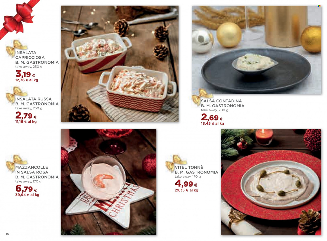 thumbnail - Volantino Coop - 24/11/2022 - 31/12/2022 - Prodotti in offerta - mazzancolle, insalata russa, vitello tonnato, insalata capricciosa, salsa rosa. Pagina 16.