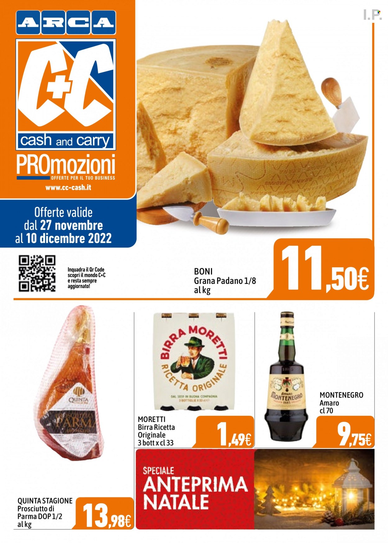 thumbnail - Volantino C+C Cash & Carry - 27/11/2022 - 10/12/2022 - Prodotti in offerta - Birra Moretti, birra, prosciutto, Prosciutto di Parma, formaggio, Grana Padano. Pagina 1.