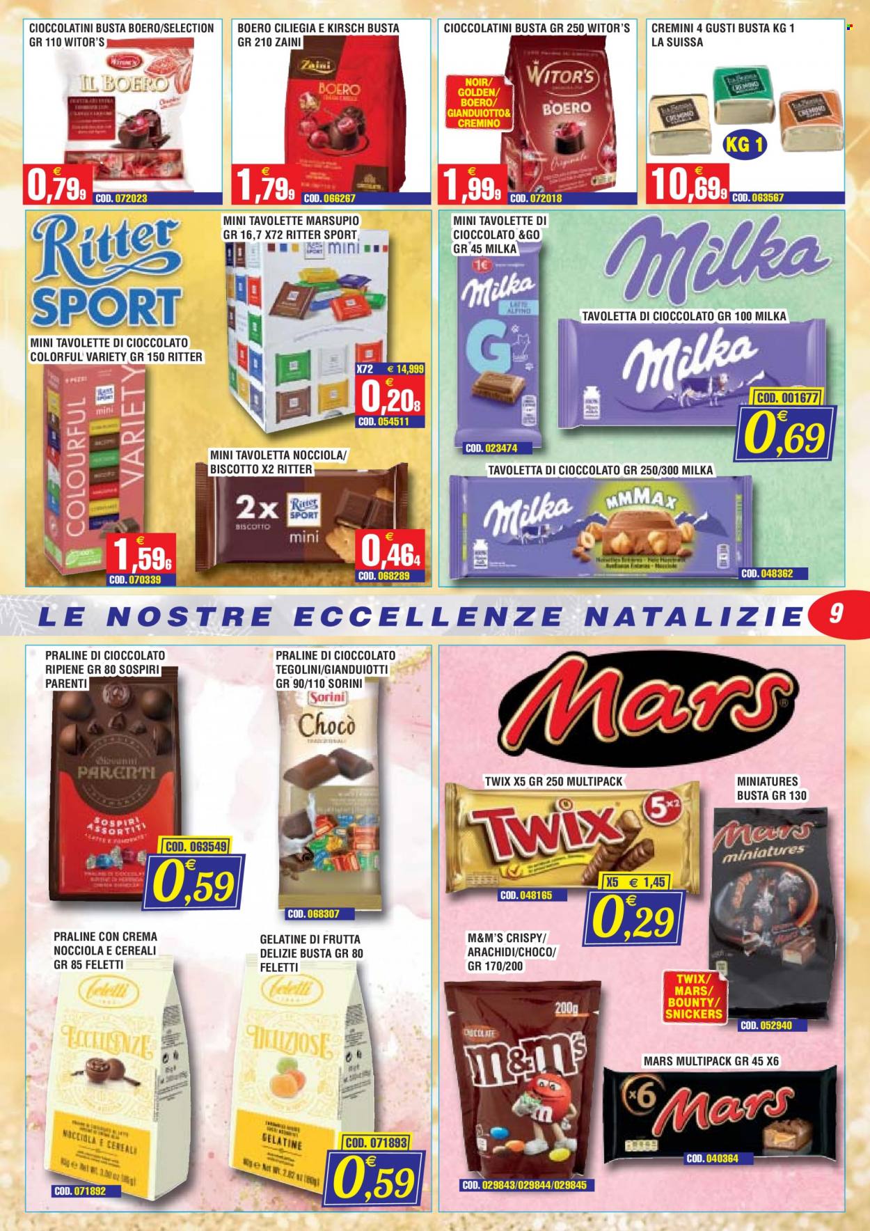 thumbnail - Volantino Immenso Cash - 28/11/2022 - 11/12/2022 - Prodotti in offerta - Milka, Bounty, Snickers, Mars, biscotti, Ritter Sport, praline, M&M's, cioccolatini, tavoletta di cioccolato, Twix. Pagina 9.