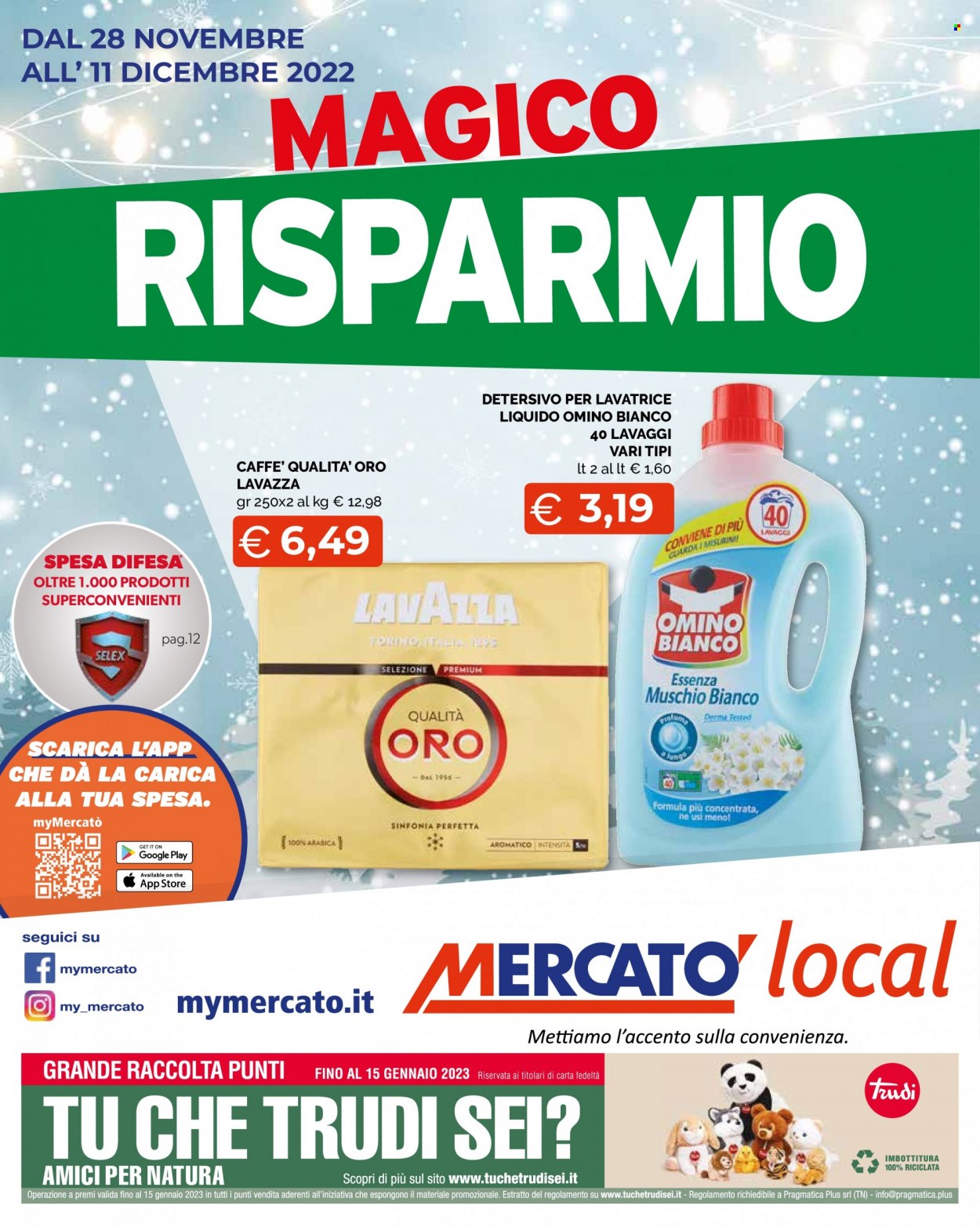 thumbnail - Volantino Mercatò - 28/11/2022 - 11/12/2022 - Prodotti in offerta - caffè, Lavazza, detersivo per lavatrice, detersivo liquido per lavatrice, Omino Bianco. Pagina 1.