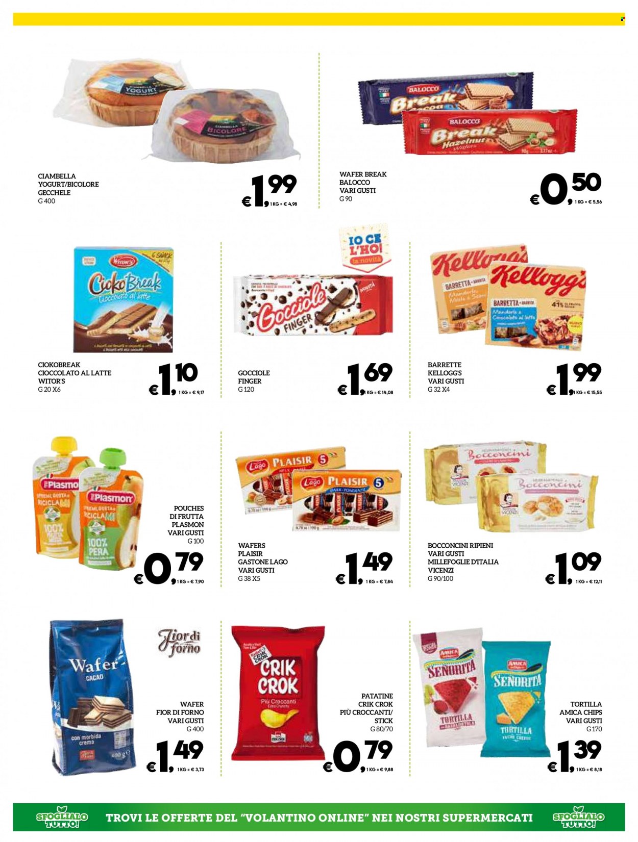 thumbnail - Volantino Il Centesimo - 29/11/2022 - 8/12/2022 - Prodotti in offerta - ciambella, Balocco, bocconcini, yogurt, patatine, wafer, barretta, Amica, tortilla chips, chips, Kellogg's, barretta di cereali, Plasmon. Pagina 15.