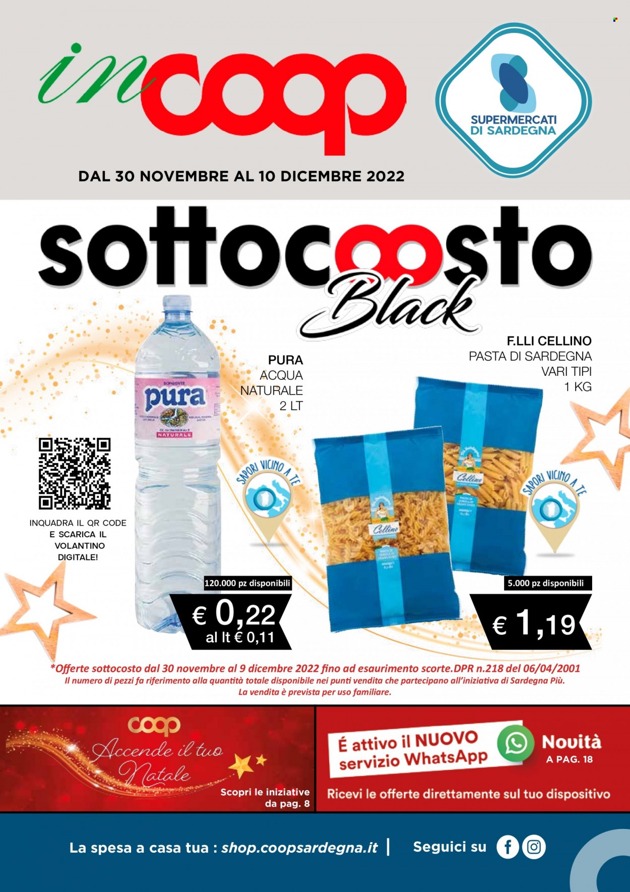 thumbnail - Volantino Coop - 30/11/2022 - 10/12/2022 - Prodotti in offerta - pasta, acqua naturale. Pagina 1.