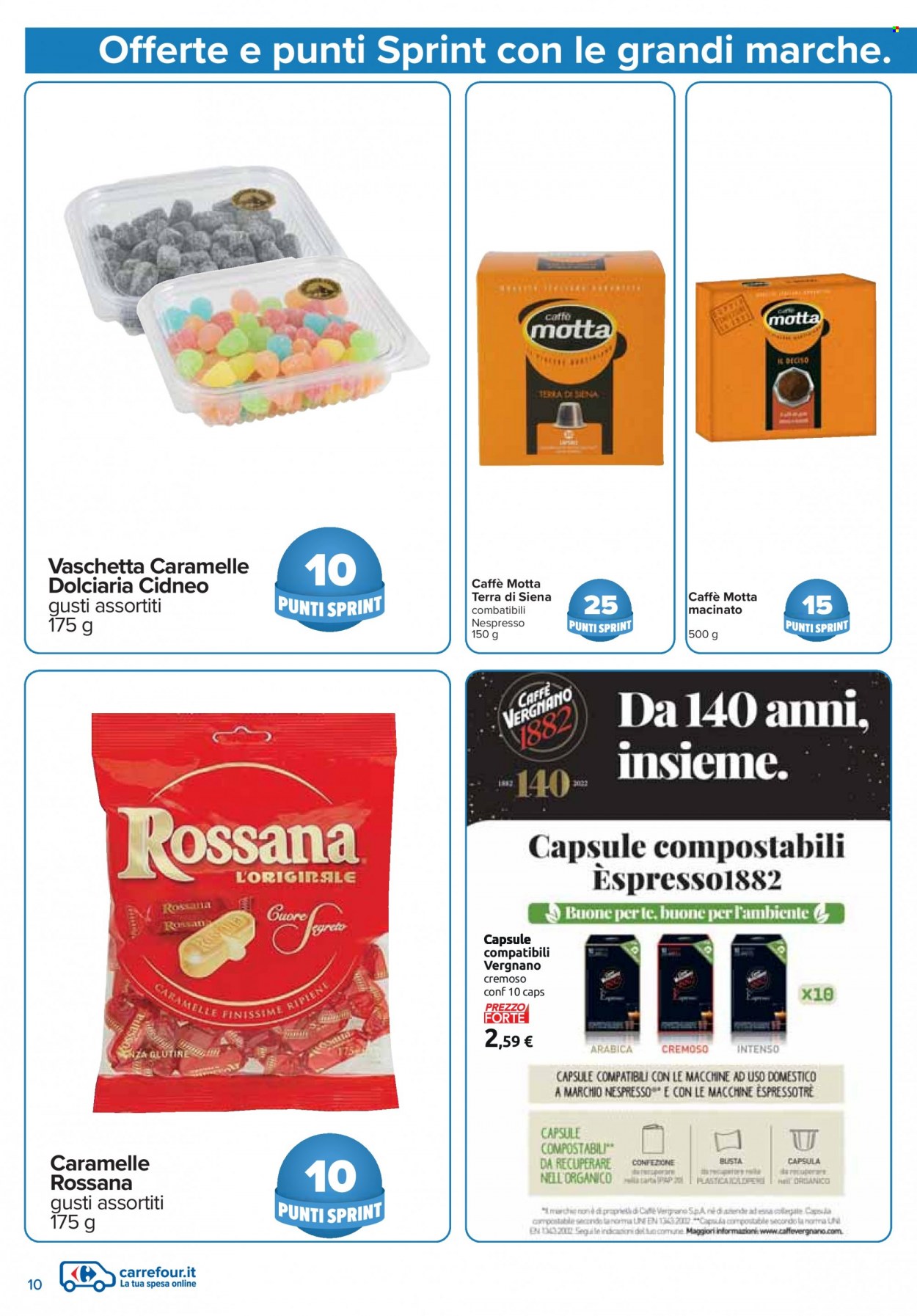thumbnail - Volantino Carrefour - 1/12/2022 - 30/12/2022 - Prodotti in offerta - Motta, caramelle, Nespresso, caffè in capsule. Pagina 10.