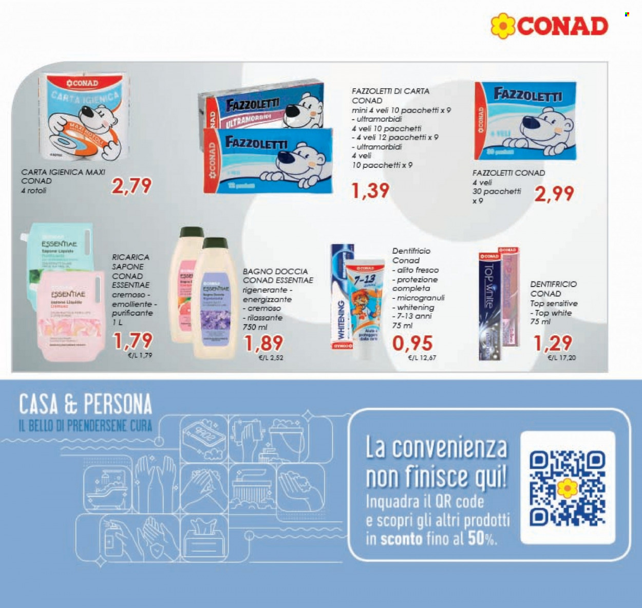 thumbnail - Volantino Conad - 29/11/2022 - 11/12/2022 - Prodotti in offerta - carta igienica, fazzoletti, sapone, gel doccia, dentifricio. Pagina 25.