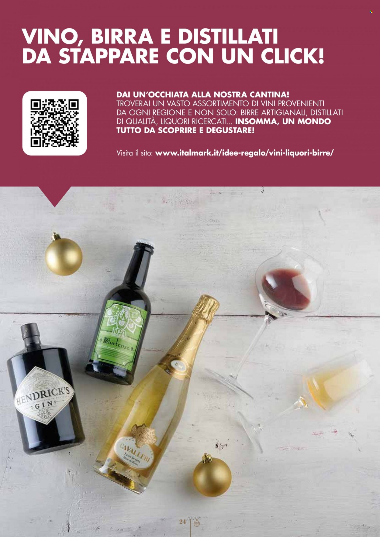 thumbnail - Volantino Italmark - 29/11/2022 - 31/12/2022 - Prodotti in offerta - birra, birra tipo IPA, vino, Hendrick's. Pagina 24.