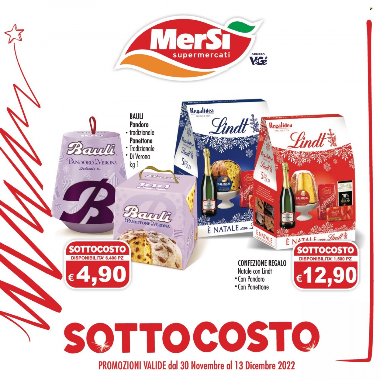 thumbnail - Volantino MerSì - 30/11/2022 - 13/12/2022 - Prodotti in offerta - Bauli, pandoro, panettone, Balocco, latte, cacao, confezione regalo. Pagina 1.