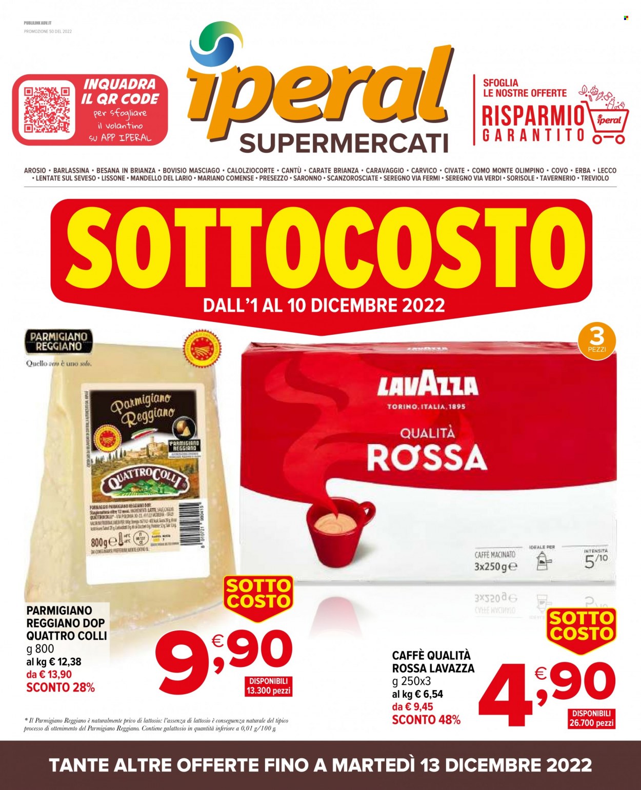 thumbnail - Volantino Iperal - 1/12/2022 - 13/12/2022 - Prodotti in offerta - caffè, Lavazza, caffè macinato. Pagina 1.