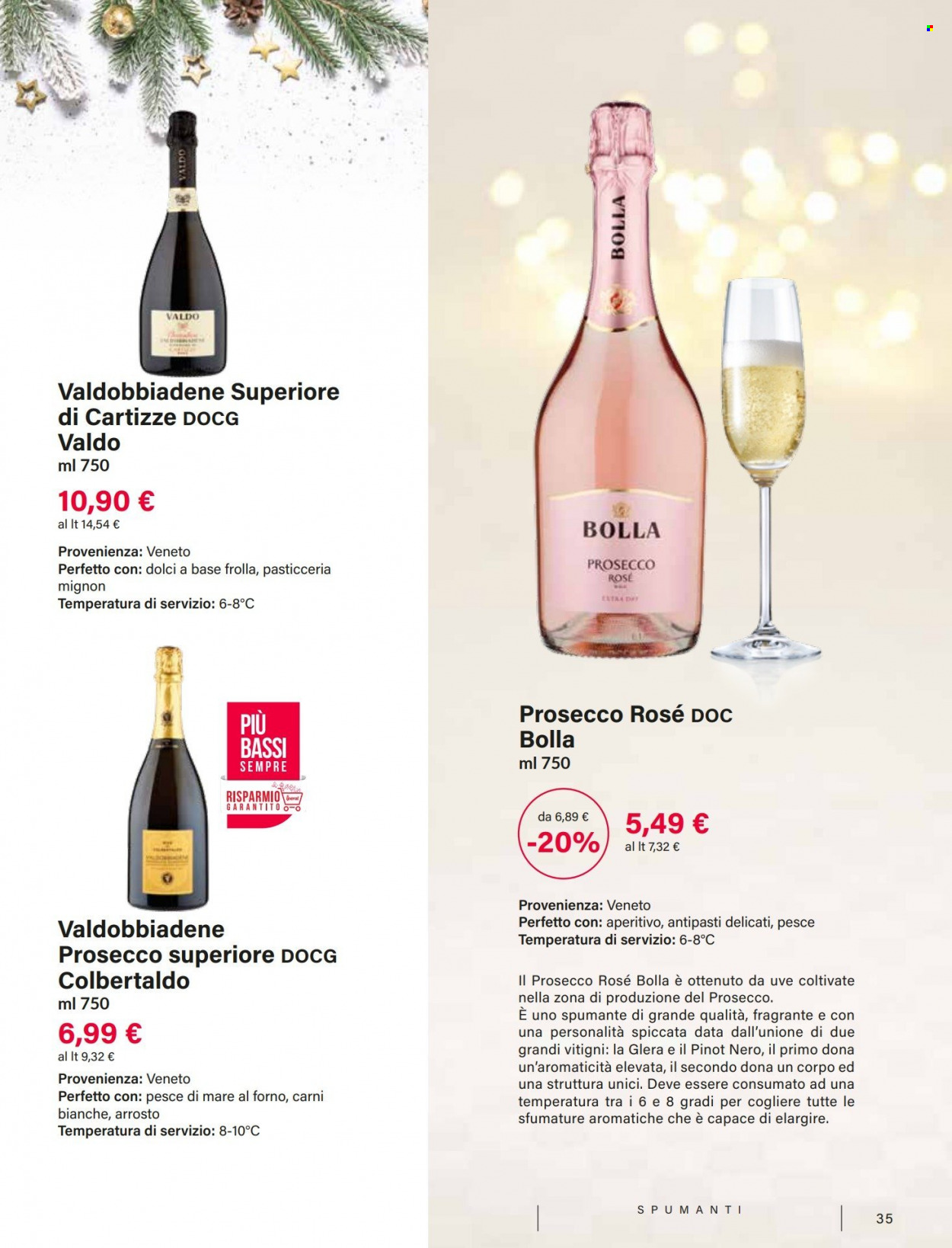 thumbnail - Volantino Iperal - 1/12/2022 - 31/12/2022 - Prodotti in offerta - vino rosso, Valdobbiadene, Spumante, Pinot Nero, Prosecco, vino, aperitivo. Pagina 35.