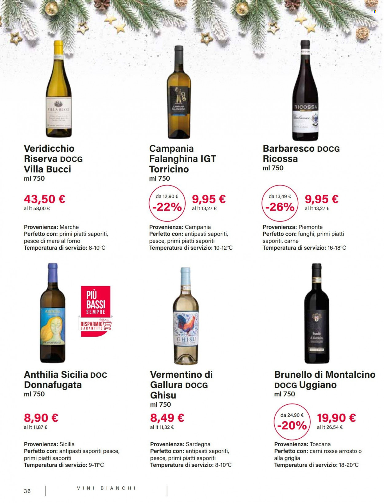 thumbnail - Volantino Iperal - 1/12/2022 - 31/12/2022 - Prodotti in offerta - pesce, vino bianco, vino rosso, vino, Vermentino, Brunello di Montalcino. Pagina 36.
