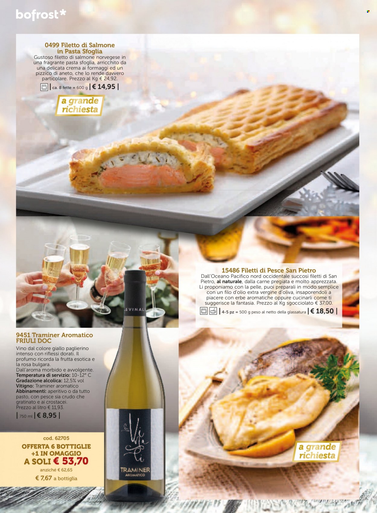 thumbnail - Volantino Bofrost - 28/11/2022 - 31/12/2022 - Prodotti in offerta - salmone, branzino, spigola, filetti di branzino, pasta sfoglia, sorbetto, vino, Traminer, aperitivo. Pagina 16.