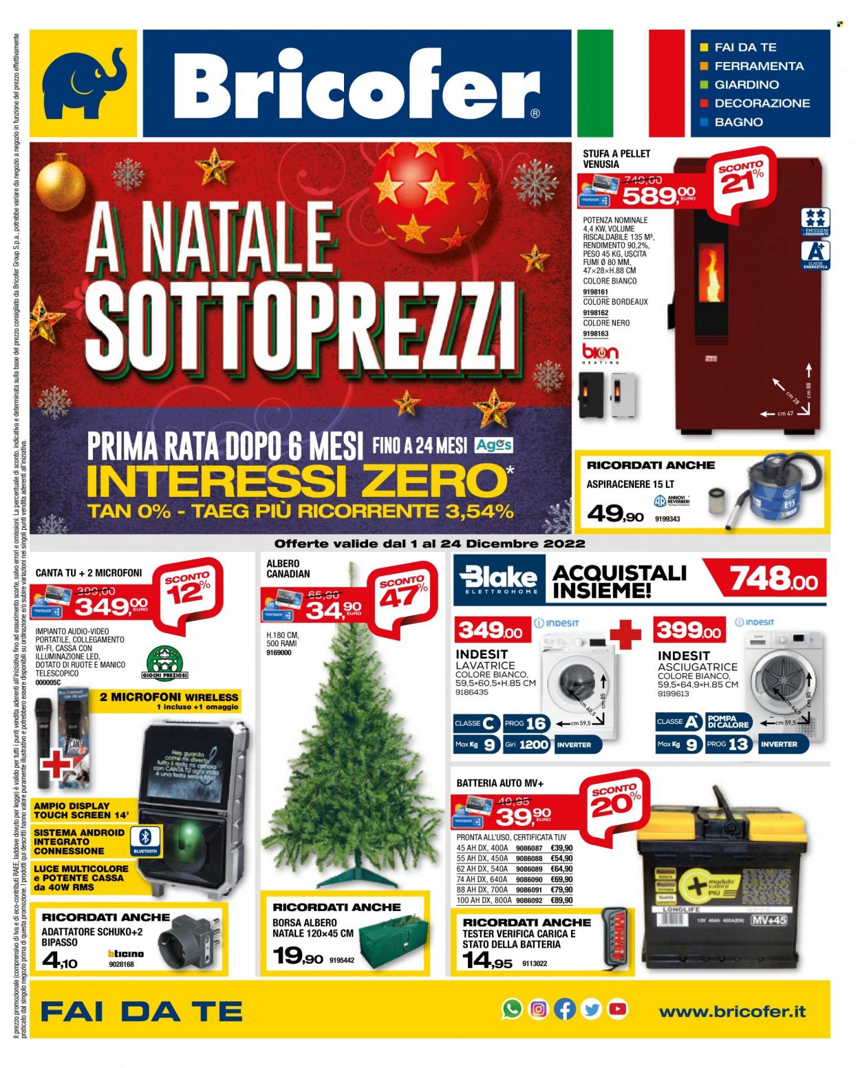 thumbnail - Volantino Bricofer - 1/12/2022 - 24/12/2022 - Prodotti in offerta - albero, borsa. Pagina 1.