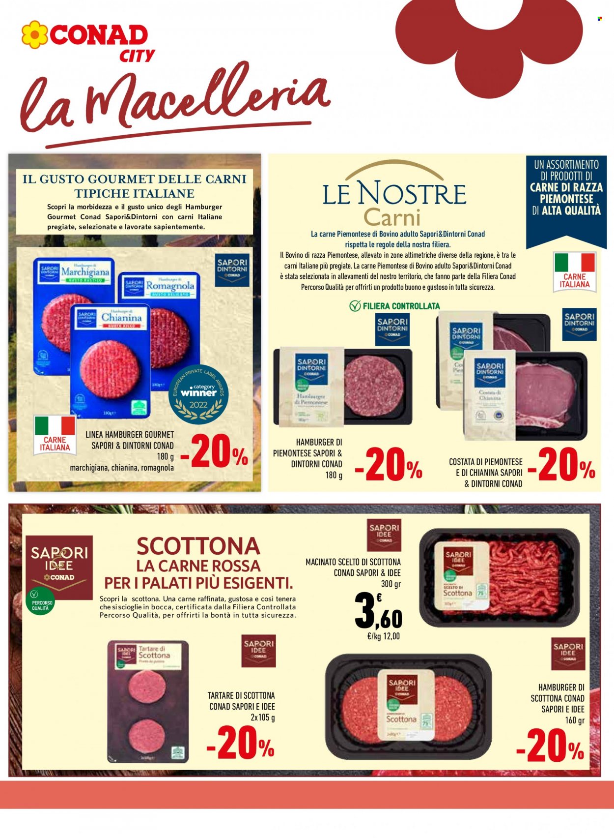 thumbnail - Volantino Conad - 1/12/2022 - 10/12/2022 - Prodotti in offerta - manzo, scottona, carne macinata, hamburger. Pagina 9.