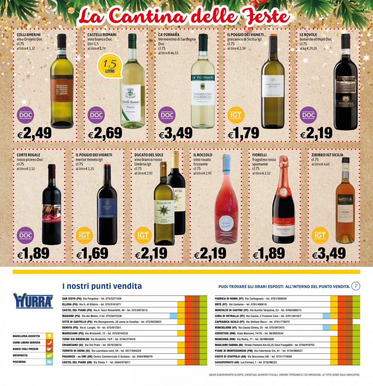 thumbnail - Volantino Hurrà Discount - 1/12/2022 - 14/12/2022 - Prodotti in offerta - Merlot, vino bianco, Spumante, Grecanico, vino, Zibibbo, vino rosato, Vermentino. Pagina 16.