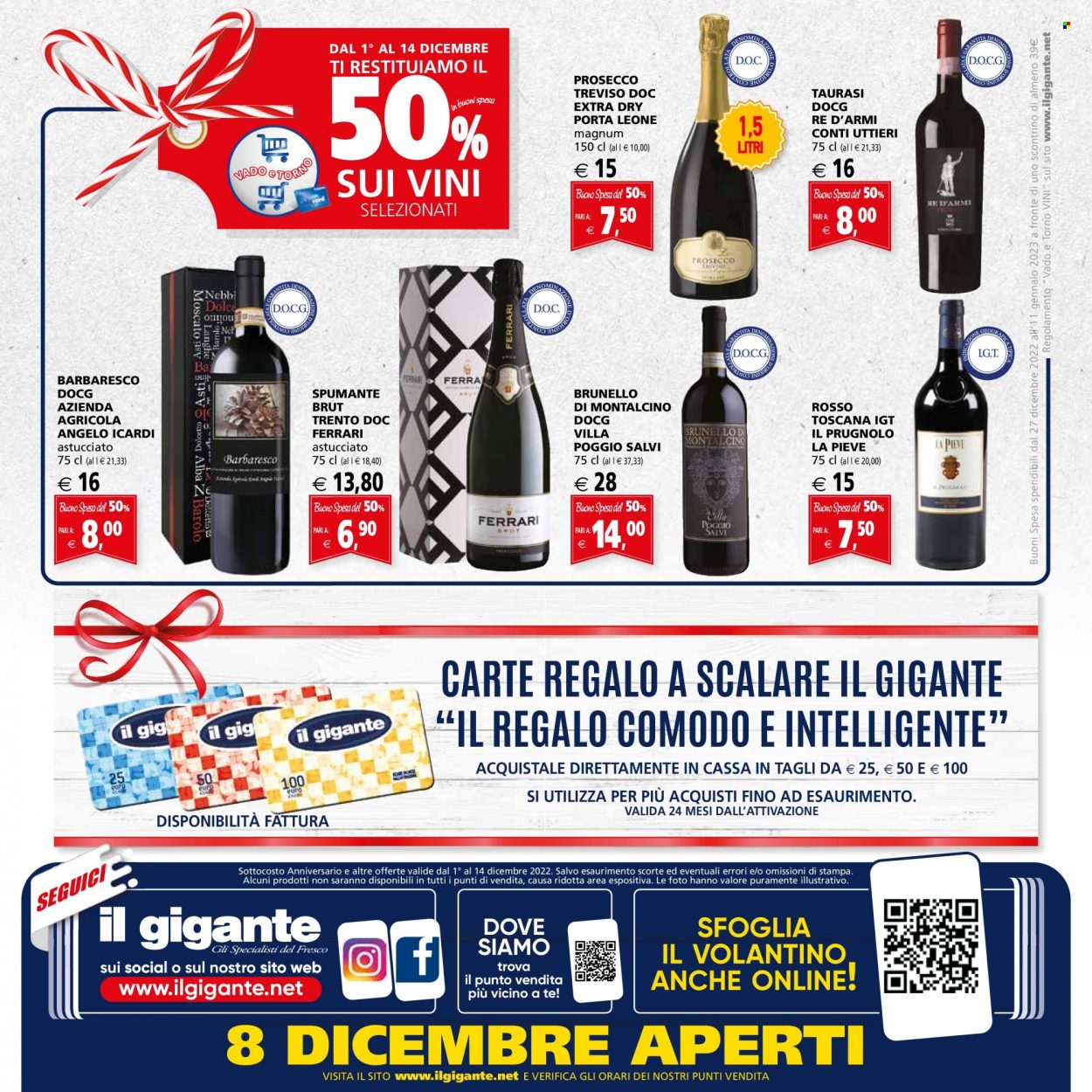 thumbnail - Volantino Il Gigante - 1/12/2022 - 14/12/2022 - Prodotti in offerta - vino rosso, Spumante, Prosecco, vino, Porta Leone, Brunello di Montalcino, angelo. Pagina 36.