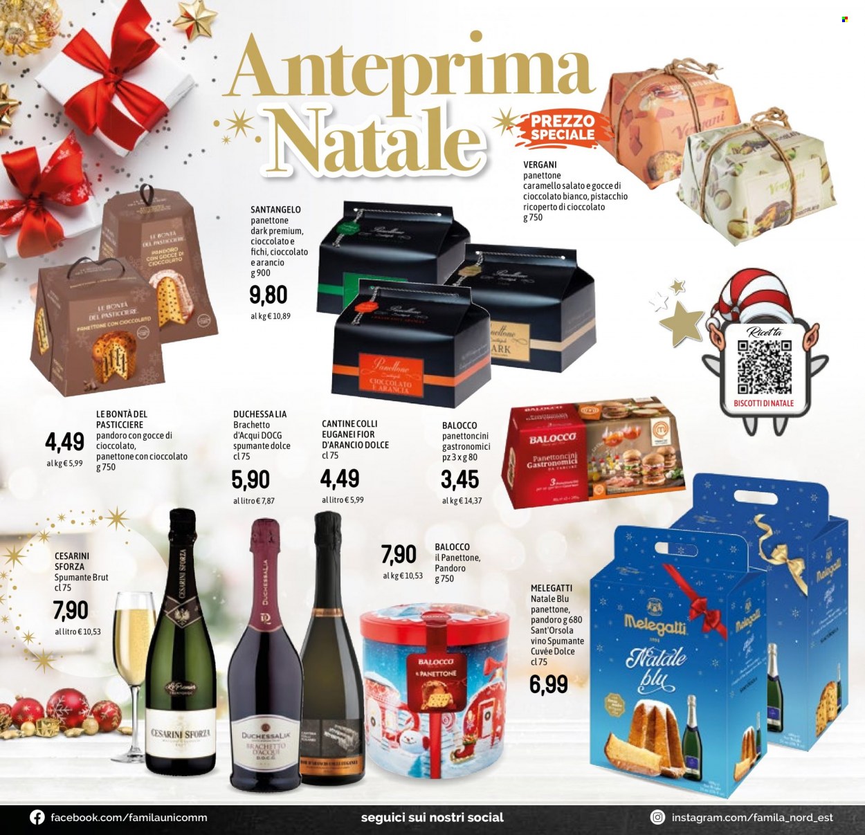 thumbnail - Volantino Famila - 1/12/2022 - 14/12/2022 - Prodotti in offerta - pandoro, panettone, Balocco, biscotti, Spumante, vino. Pagina 18.