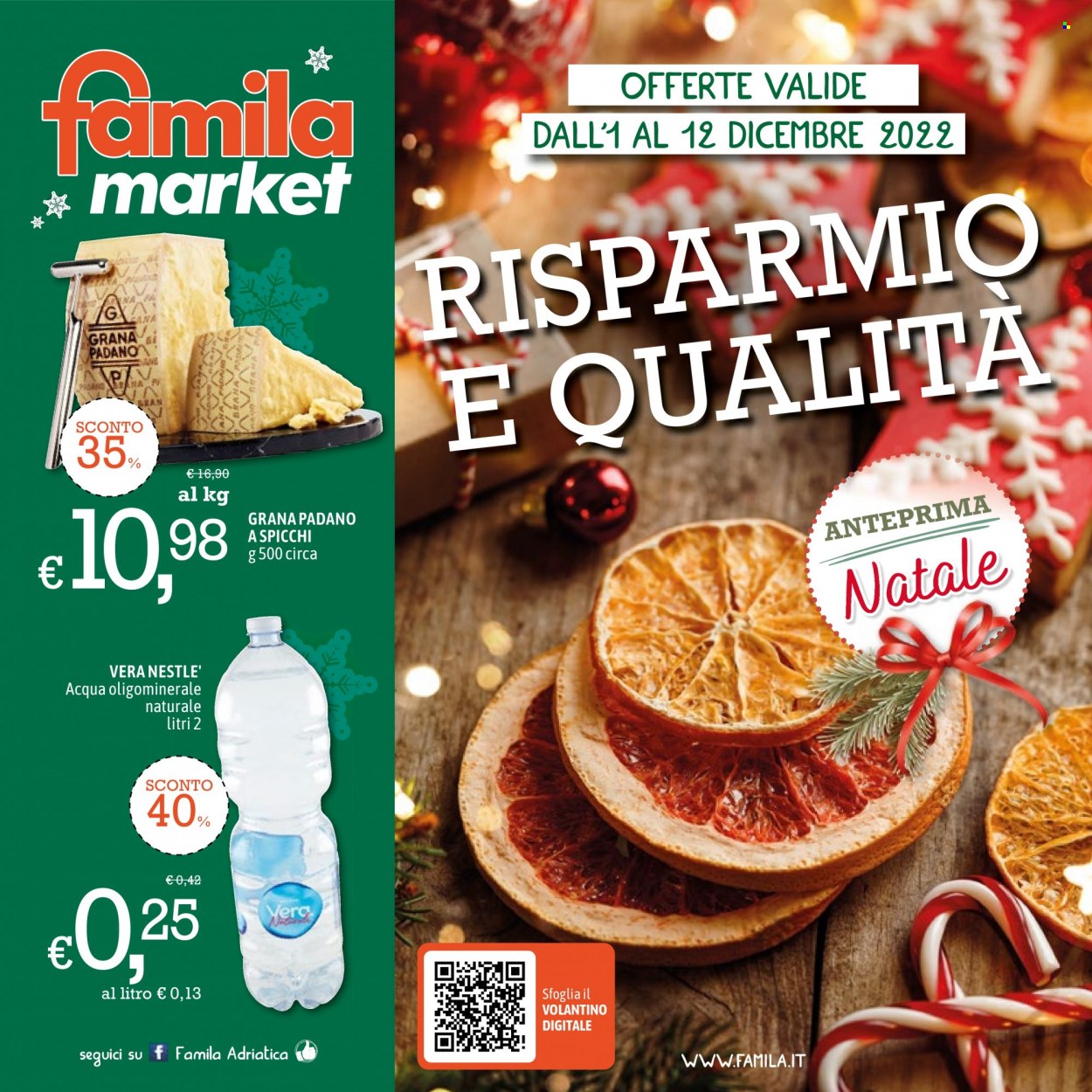 thumbnail - Volantino Famila - 1/12/2022 - 12/12/2022 - Prodotti in offerta - formaggio, Grana Padano, Nestlé. Pagina 1.