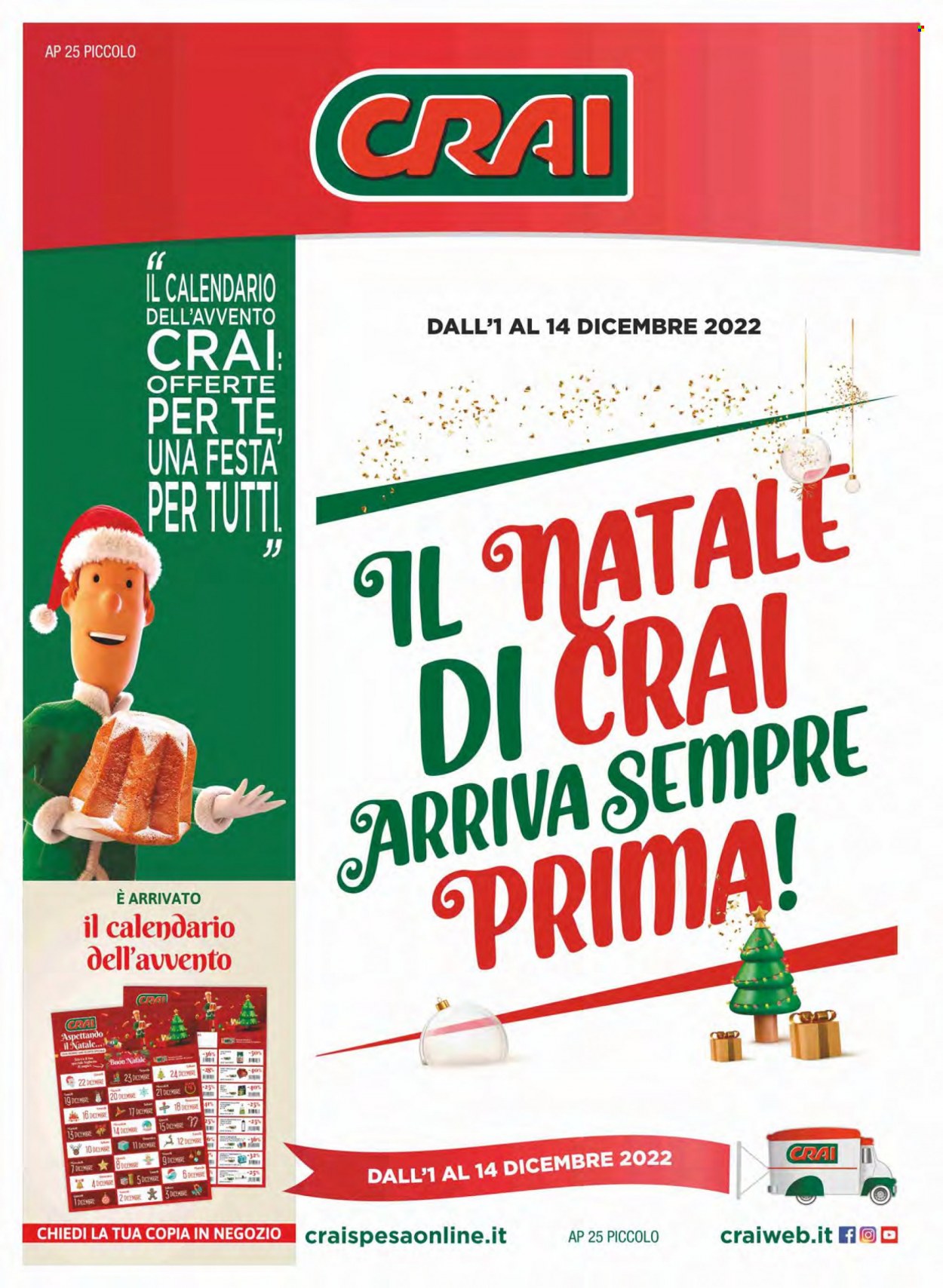 thumbnail - Volantino CRAI - 1/12/2022 - 14/12/2022 - Prodotti in offerta - calendario dell'Avvento. Pagina 1.