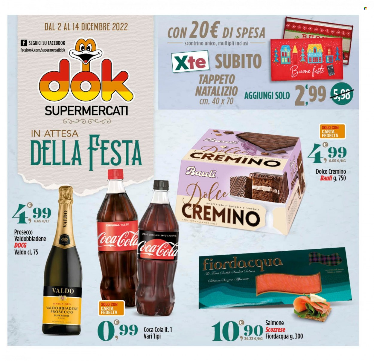 thumbnail - Volantino Supermercati Dok - 2/12/2022 - 14/12/2022 - Prodotti in offerta - Bauli, Coca Cola, bibita gassata, Valdobbiadene, Prosecco. Pagina 1.