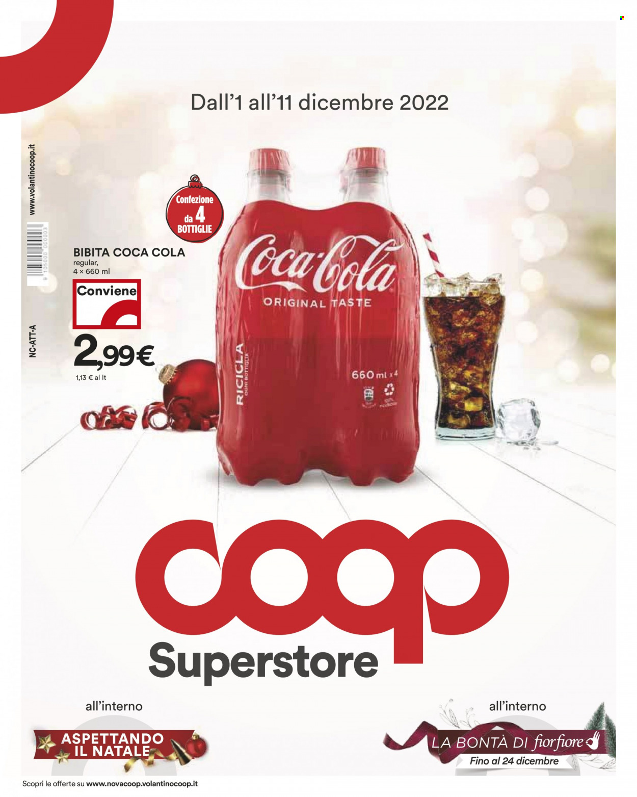 thumbnail - Volantino Coop - 1/12/2022 - 11/12/2022 - Prodotti in offerta - Coca Cola, bibita gassata. Pagina 1.