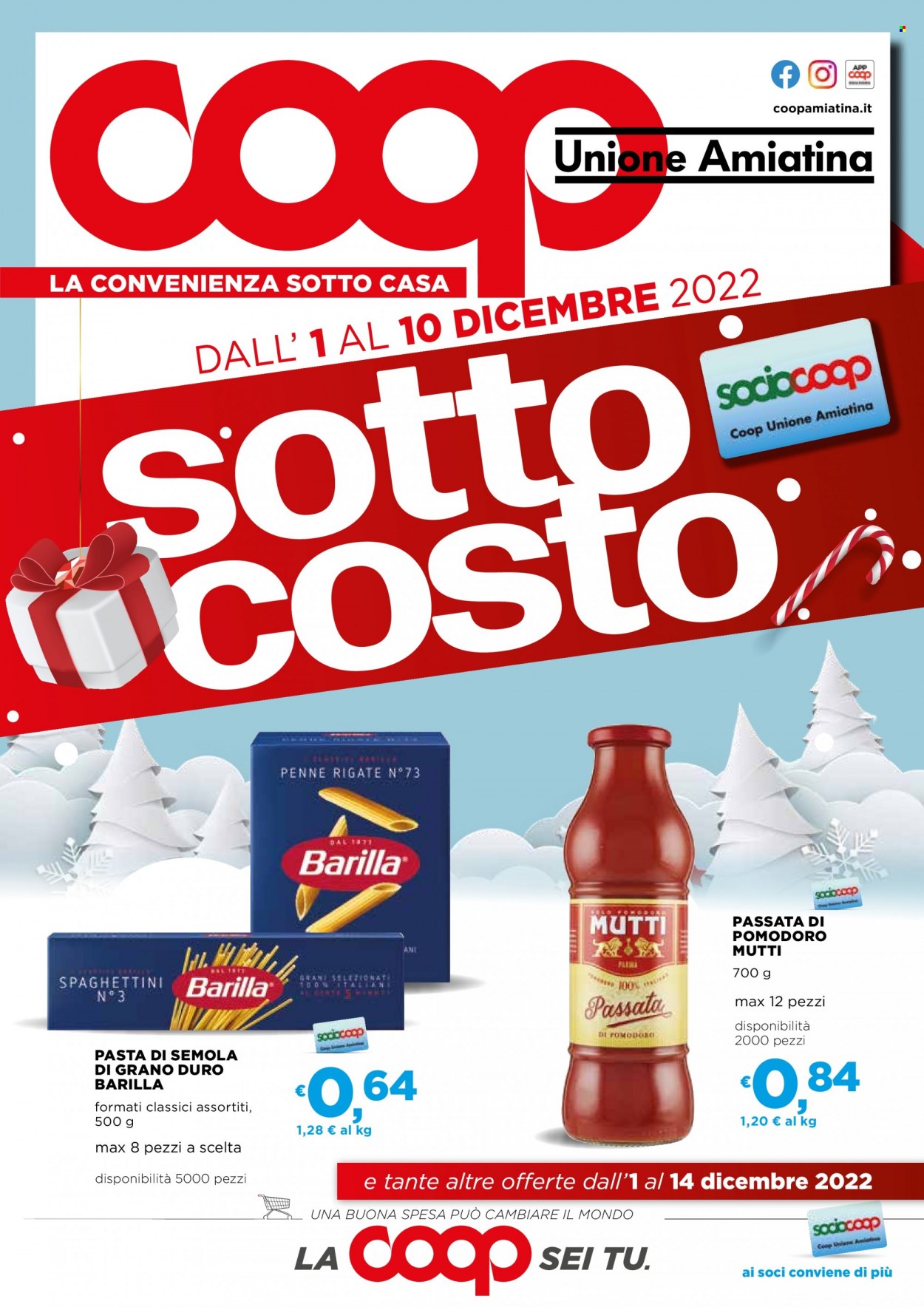 thumbnail - Volantino Coop - 1/12/2022 - 14/12/2022 - Prodotti in offerta - Barilla, passata di pomodoro, Mutti, pasta, penne. Pagina 1.