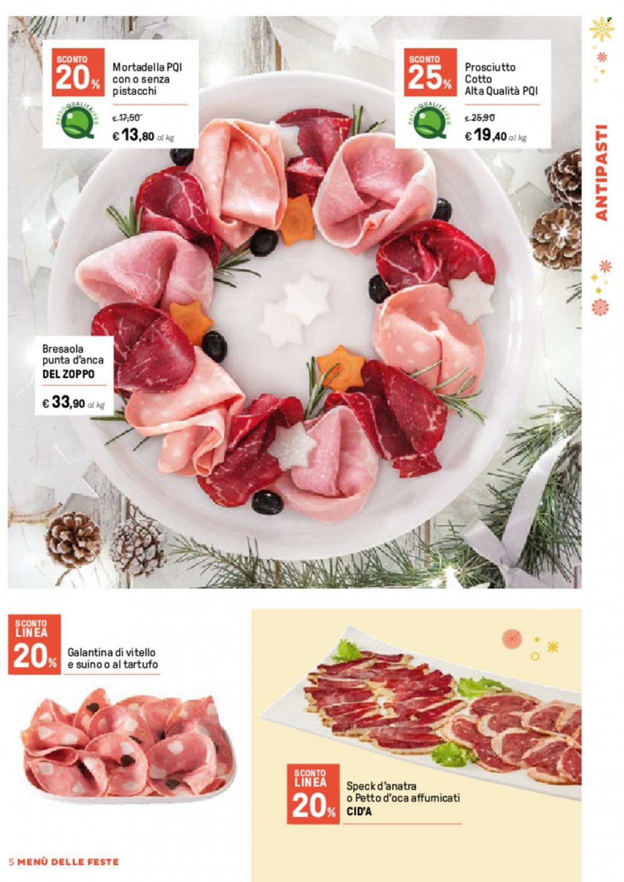 thumbnail - Volantino Iper, La grande i - 5/12/2022 - 31/12/2022 - Prodotti in offerta - anatra, vitello, bresaola, speck, prosciutto cotto, mortadella. Pagina 5.