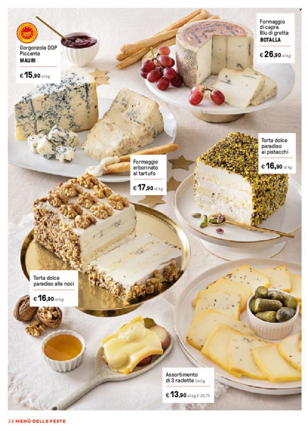 thumbnail - Volantino Iper, La grande i - 5/12/2022 - 31/12/2022 - Prodotti in offerta - torta, formaggio, raclette, gorgonzola, formaggio di capra, pistacchi. Pagina 28.