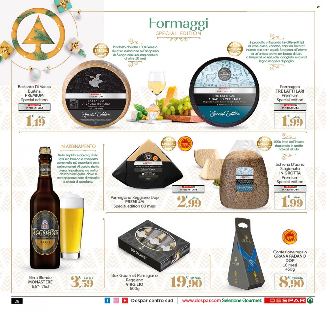 thumbnail - Volantino Interspar - 5/12/2022 - 14/12/2022 - Prodotti in offerta - Holland, birra, formaggio, caprino, parmigiano, Grana Padano, Asiago, confezione regalo. Pagina 28.