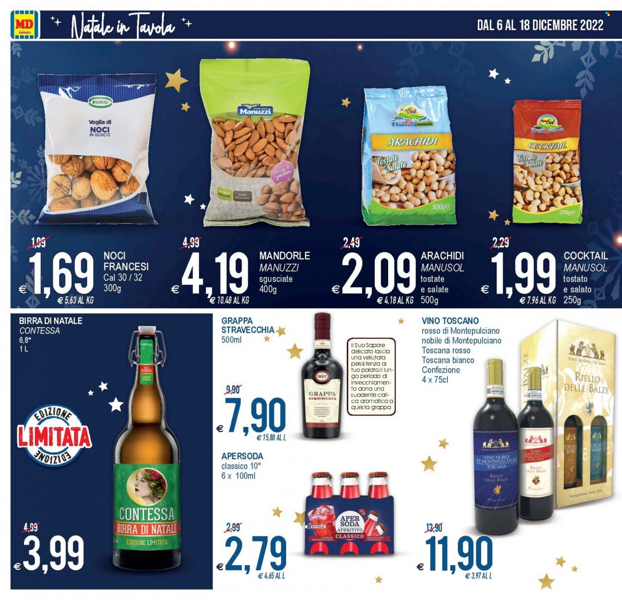 thumbnail - Volantino MD Discount - 6/12/2022 - 18/12/2022 - Prodotti in offerta - birra, vellutata, arachidi, mandorle, vino, grappa, aperitivo. Pagina 4.