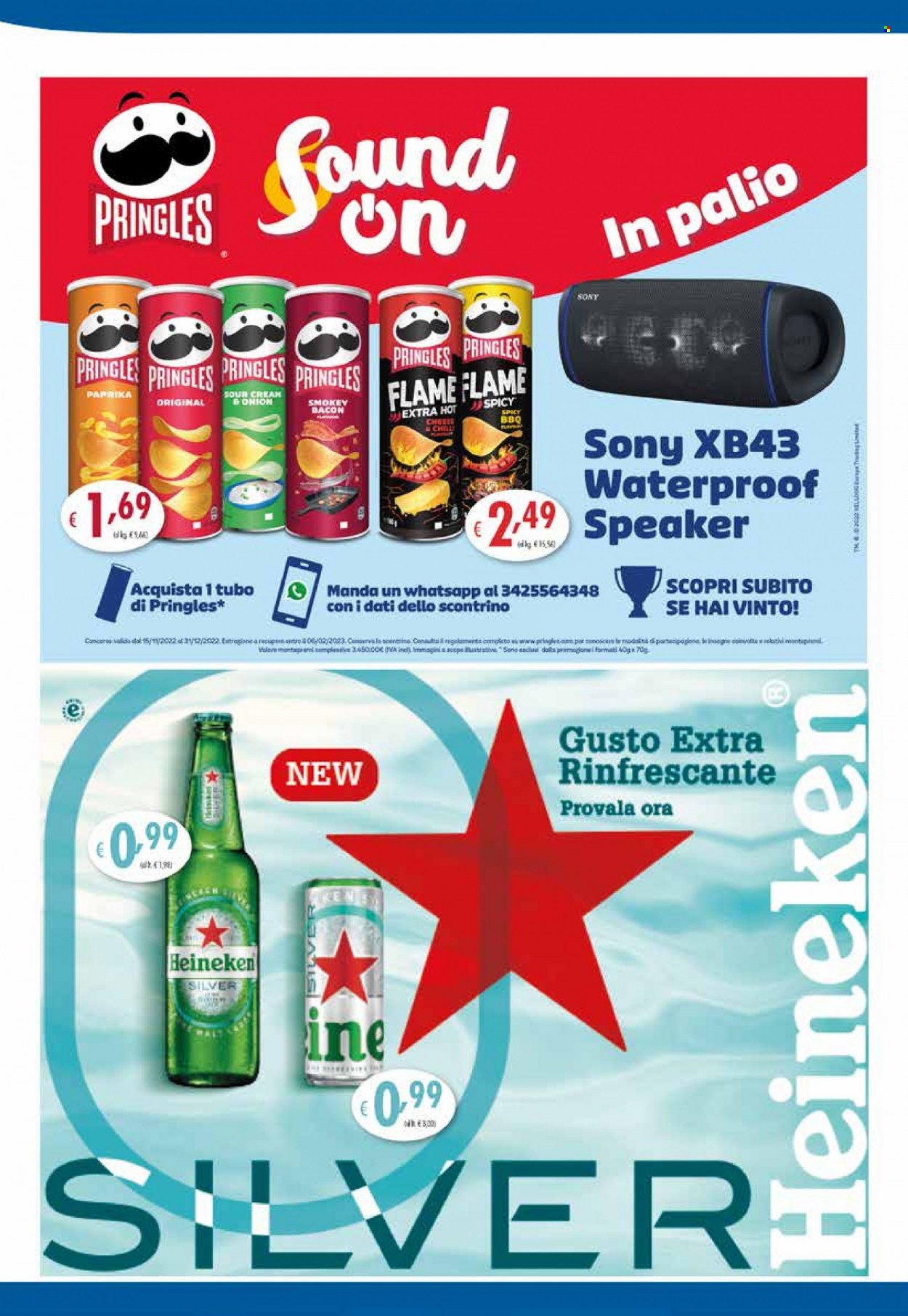 thumbnail - Volantino Galassia - 7/12/2022 - 18/12/2022 - Prodotti in offerta - Heineken, birra, Heineken Silver, bacon, patatine, Pringles, Sony, speaker, tubo. Pagina 4.