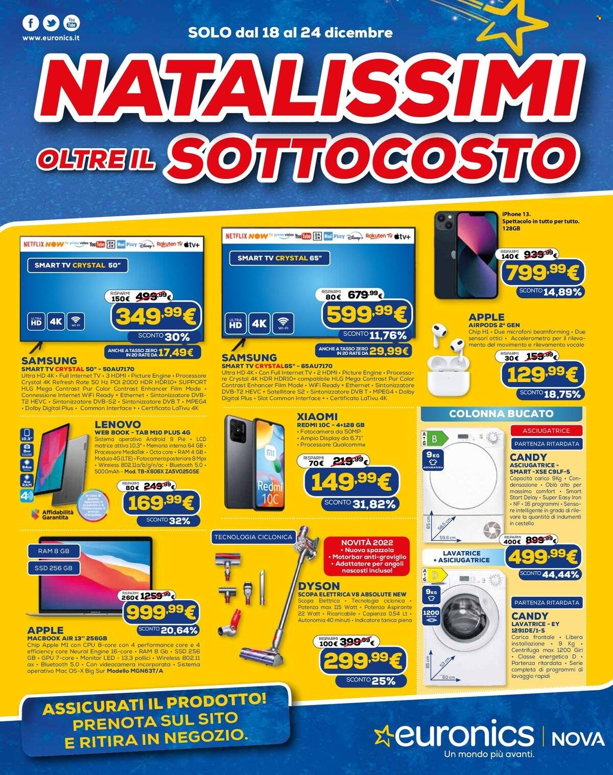 Volantino Euronics - 18/12/2022 - 24/12/2022. Pagina 1