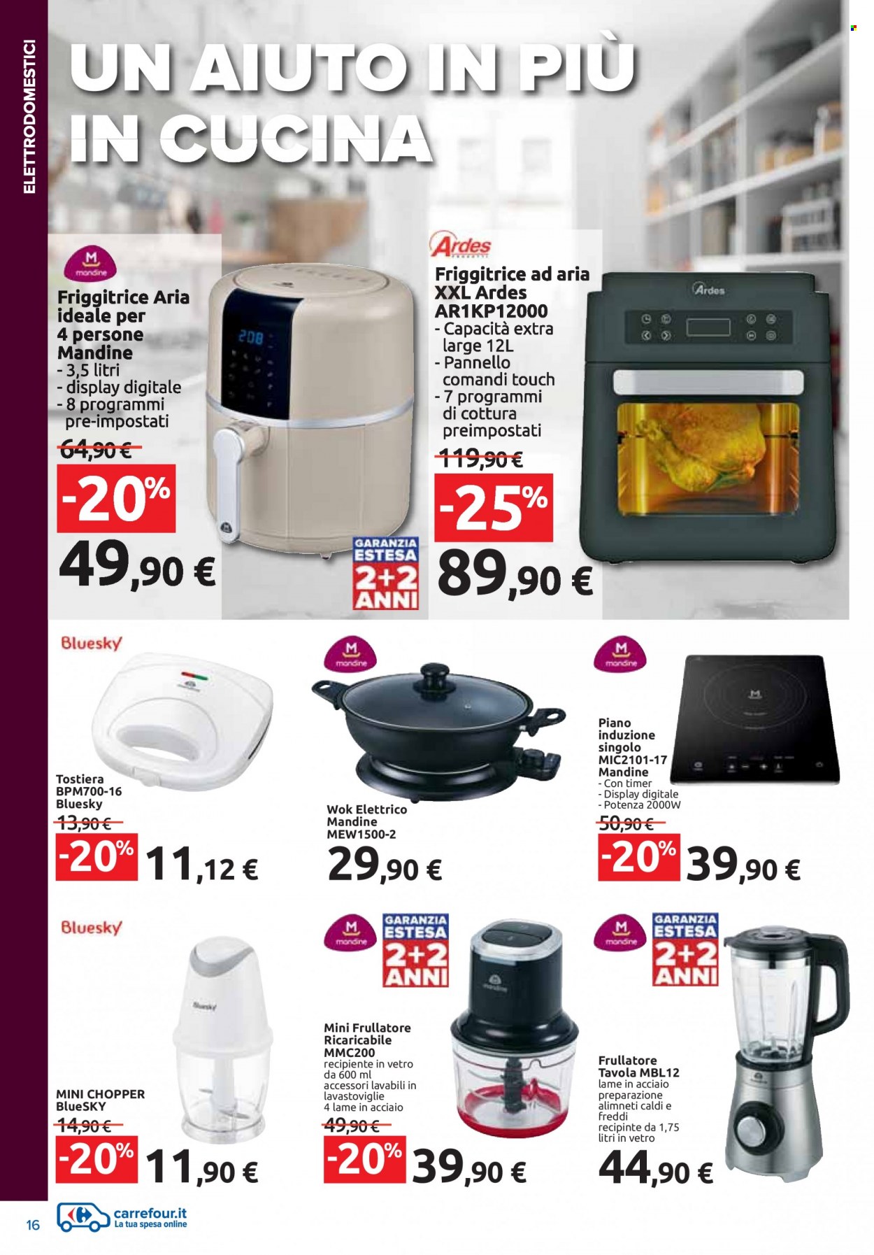 thumbnail - Volantino Carrefour - 19/1/2023 - 12/2/2023 - Prodotti in offerta - wok, tritatutto, friggitrice, frullatore, friggitrice ad aria, tostiera. Pagina 16.