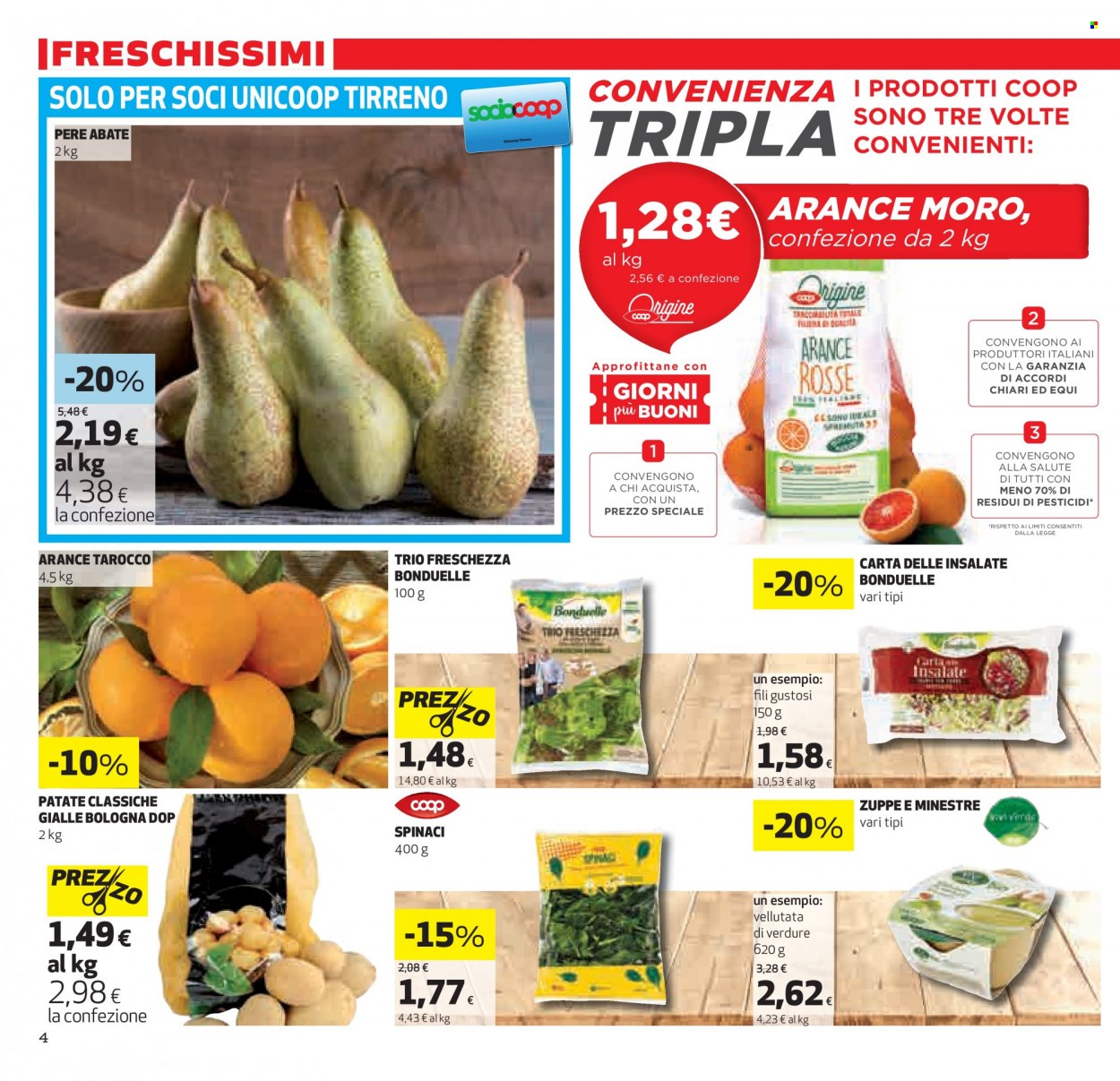 thumbnail - Volantino Coop - 19/1/2023 - 1/2/2023 - Prodotti in offerta - patate, Bonduelle, spinaci, pere, vellutata, spremuta. Pagina 4.