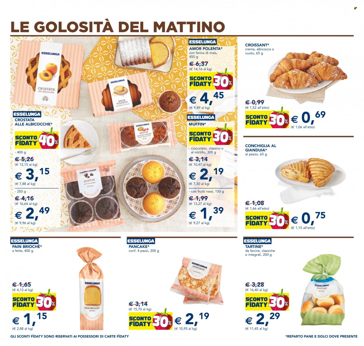 thumbnail - Volantino Esselunga - 19/1/2023 - 1/2/2023 - Prodotti in offerta - pane, croissant, muffins, crostata, brioches, farina di mais, polenta. Pagina 2.