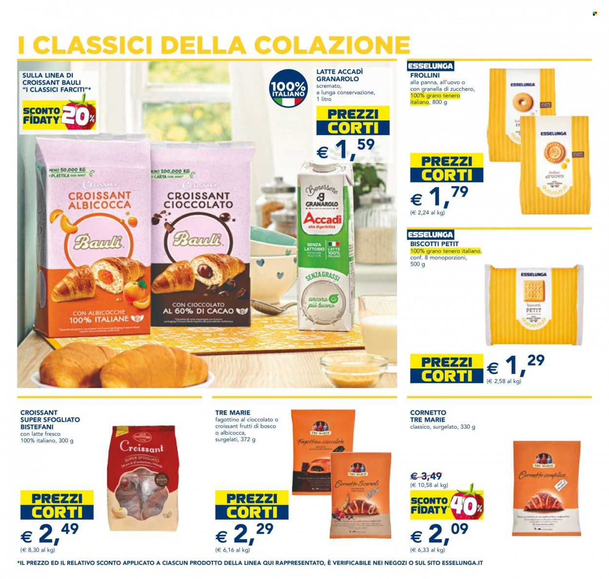 thumbnail - Volantino Esselunga - 19/1/2023 - 1/2/2023 - Prodotti in offerta - Bauli, croissant, Cornetto, fagottino, Granarolo, biscotti, frollini. Pagina 4.