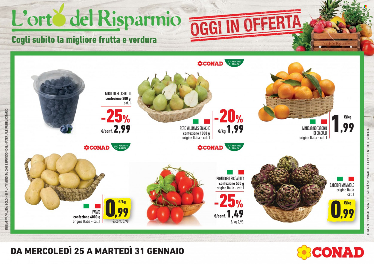 thumbnail - Volantino Conad - 25/1/2023 - 31/1/2023 - Prodotti in offerta - patate, carciofi, pomodori, pere. Pagina 1.