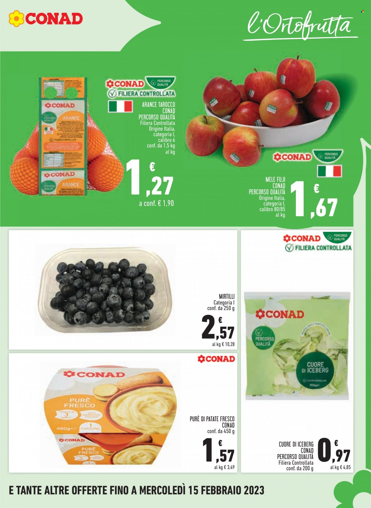 thumbnail - Volantino Conad - 2/2/2023 - 11/2/2023 - Prodotti in offerta - mele, arance, mirtilli, purè di patate. Pagina 7.