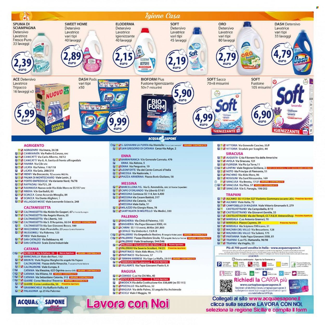 thumbnail - Volantino Acqua & Sapone - 30/1/2023 - 12/2/2023 - Prodotti in offerta - Spuma di Sciampagna, Ace, detersivo per lavatrice, Dash, detersivo per lavatrice in capsule, sapone. Pagina 20.