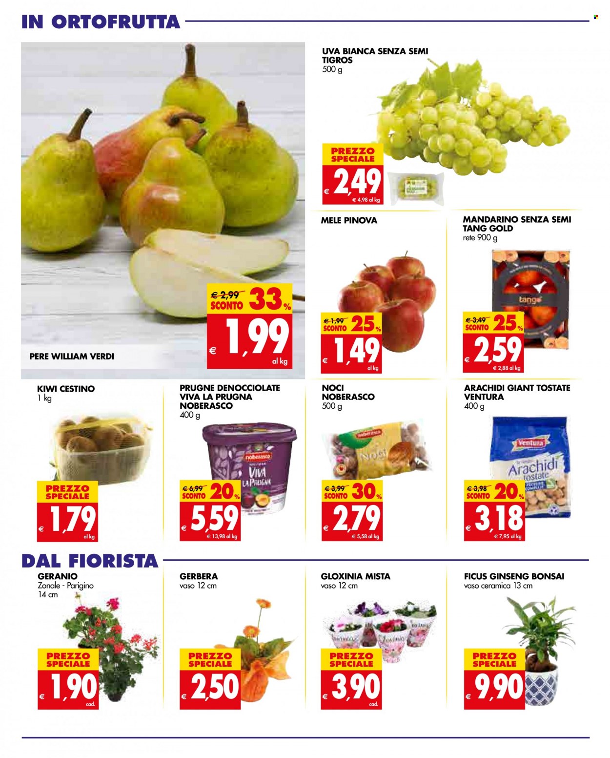 thumbnail - Volantino Tigros - 14/3/2023 - 27/3/2023 - Prodotti in offerta - uva, mele, prugne, pere, kiwi, arachidi, arachidi tostate, noci, vaso in ceramica, bonsai. Pagina 6.