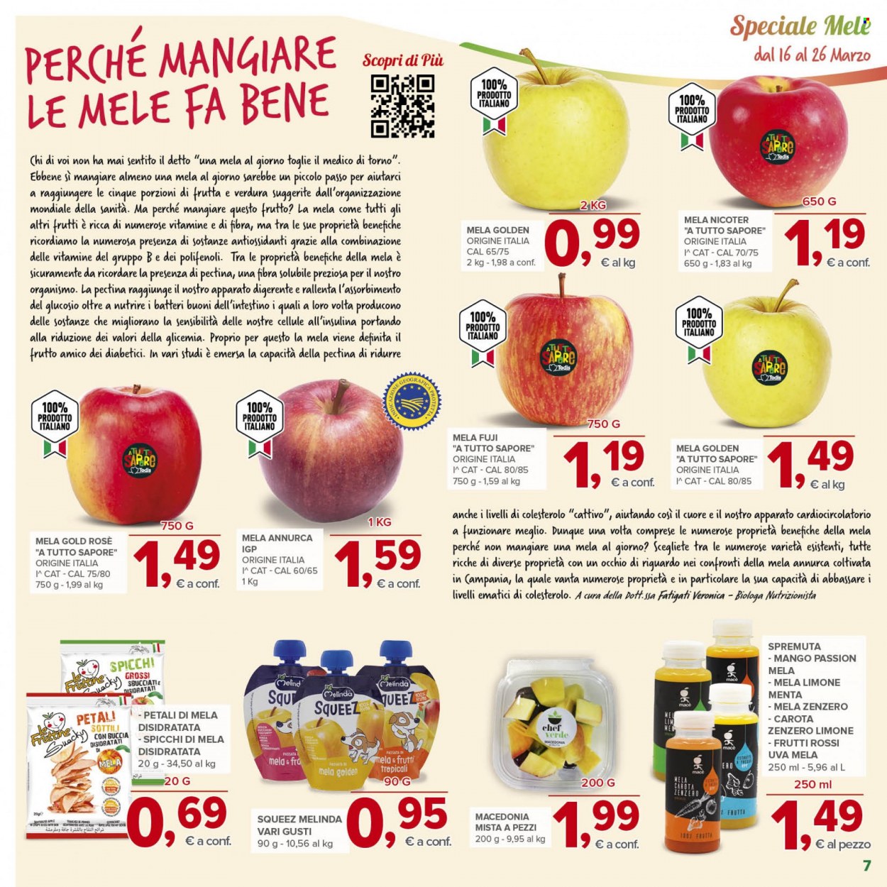 thumbnail - Volantino Todis - 16/3/2023 - 26/3/2023 - Prodotti in offerta - uva, mango, passata di pomodoro, menta, zenzero, spremuta, Apple. Pagina 7.