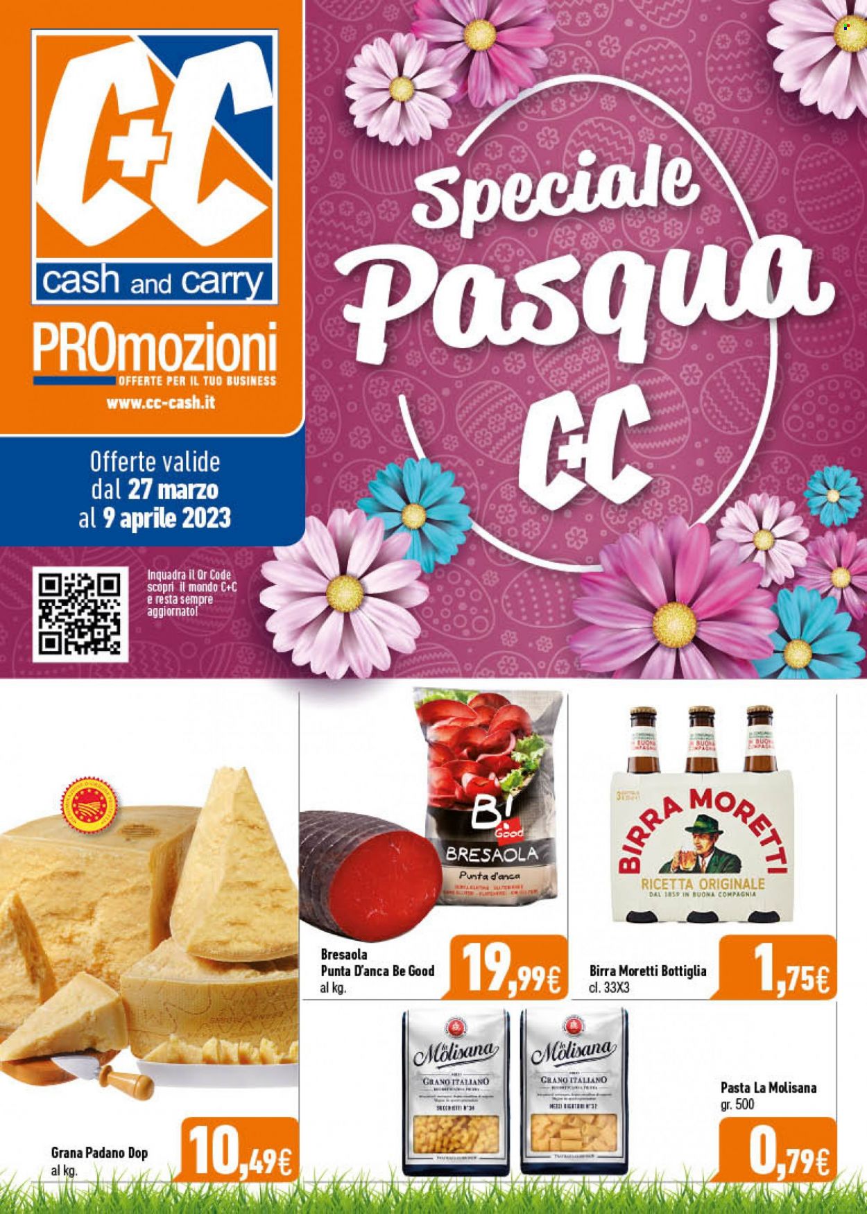 thumbnail - Volantino C+C Cash & Carry - 27/3/2023 - 9/4/2023 - Prodotti in offerta - Birra Moretti, birra, bresaola, formaggio, Grana Padano, pasta. Pagina 1.