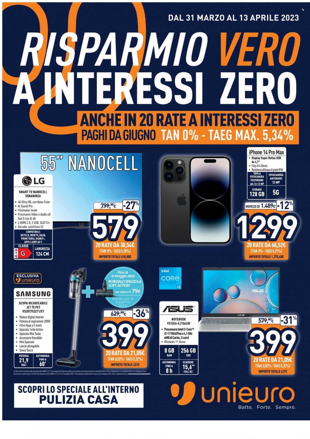 Volantino Unieuro - 31/3/2023 - 13/4/2023. Pagina 1