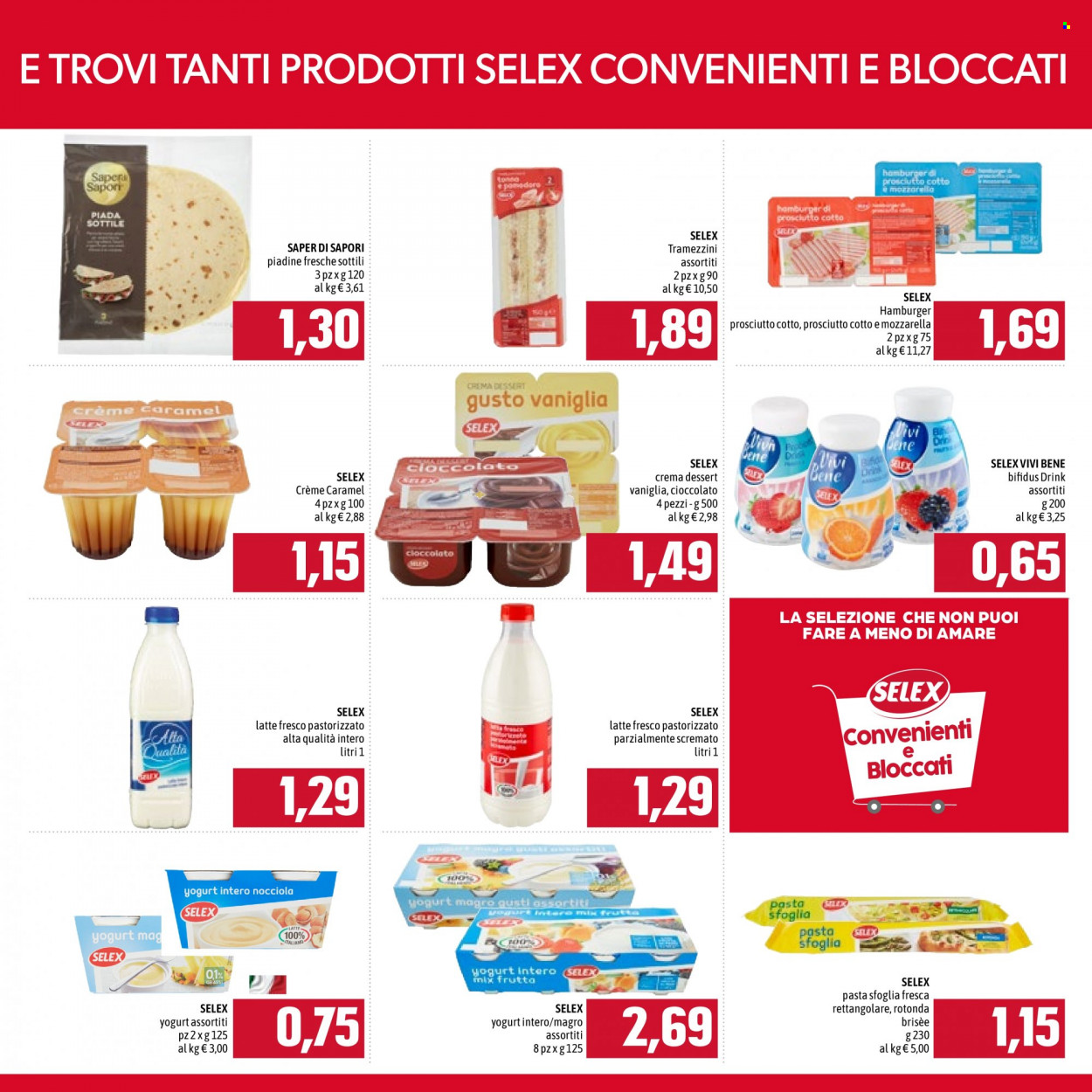 thumbnail - Volantino Famila - 1/4/2023 - 30/6/2023 - Prodotti in offerta - piadine, hamburger, tramezzino, yogurt, latte, latte parzialmente scremato, pasta sfoglia. Pagina 3.