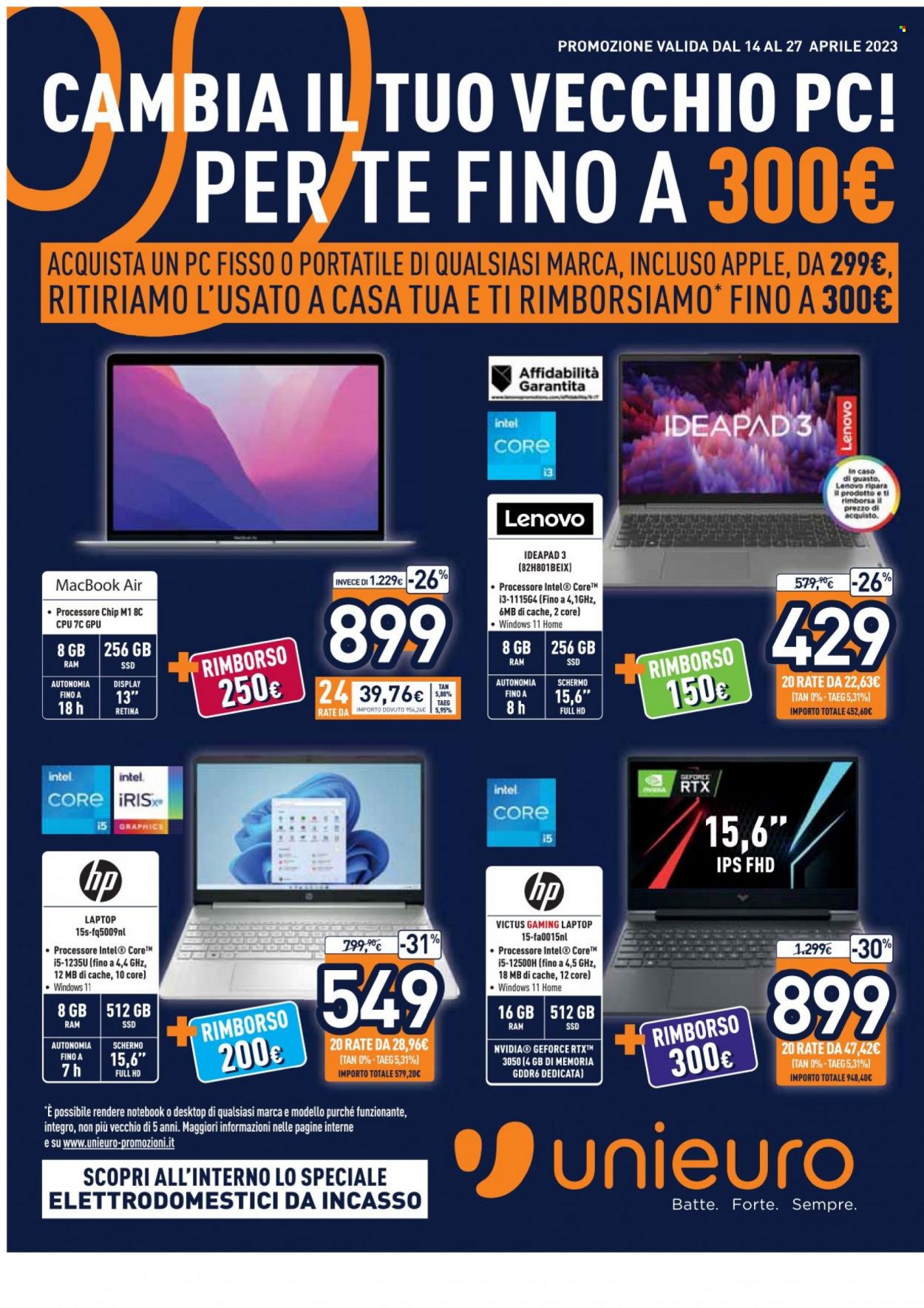Volantino Unieuro - 14/4/2023 - 27/4/2023. Pagina 1