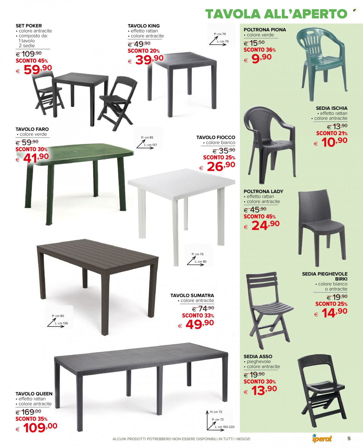 thumbnail - Volantino Iperal - 27/4/2023 - 20/6/2023 - Prodotti in offerta - tavolo, sedia, sedia pieghevole, poltrona. Pagina 5.