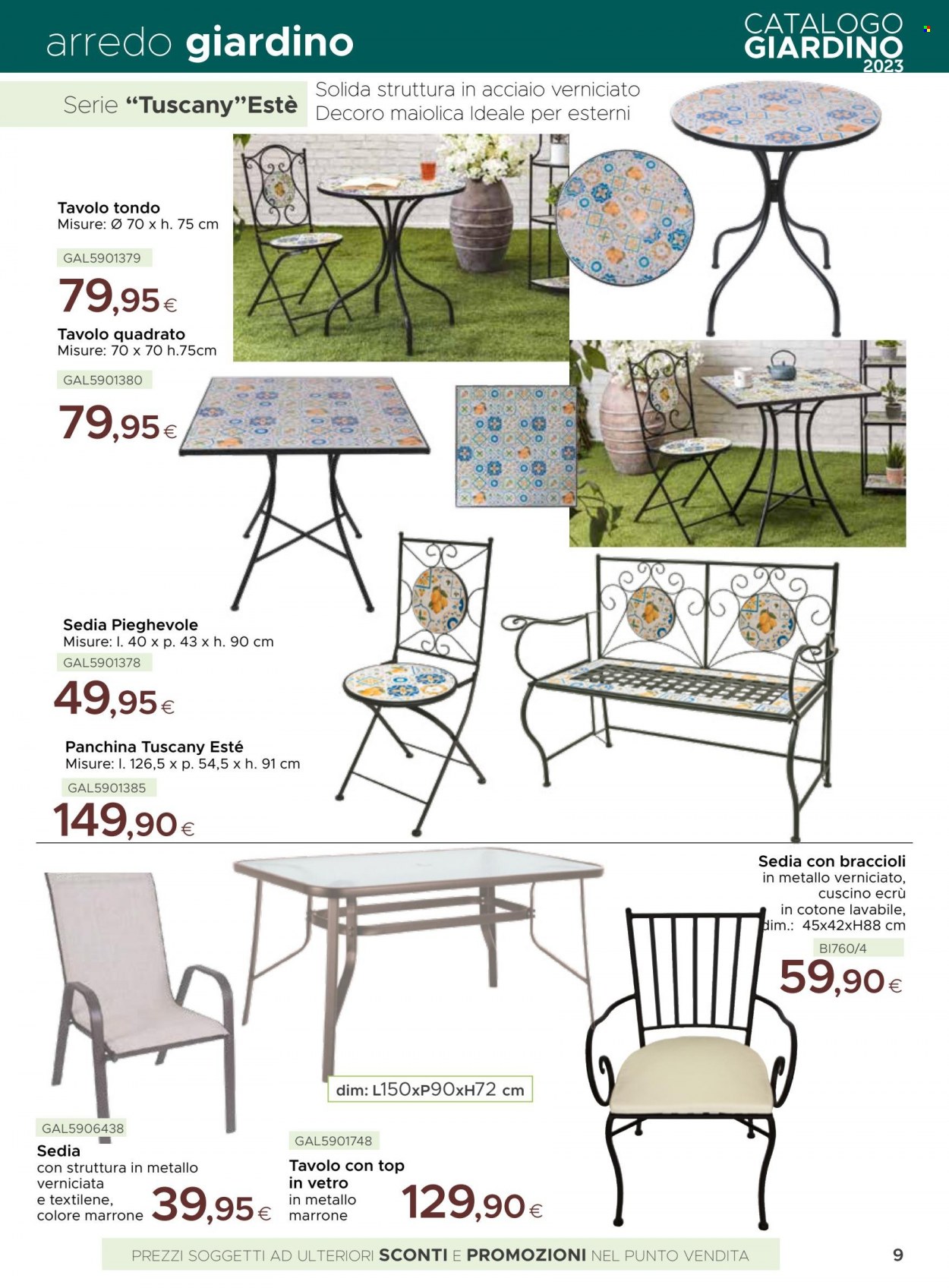thumbnail - Volantino La Prealpina - Prodotti in offerta - tavolo, cuscino, sedia, panchina, sedia pieghevole. Pagina 10.