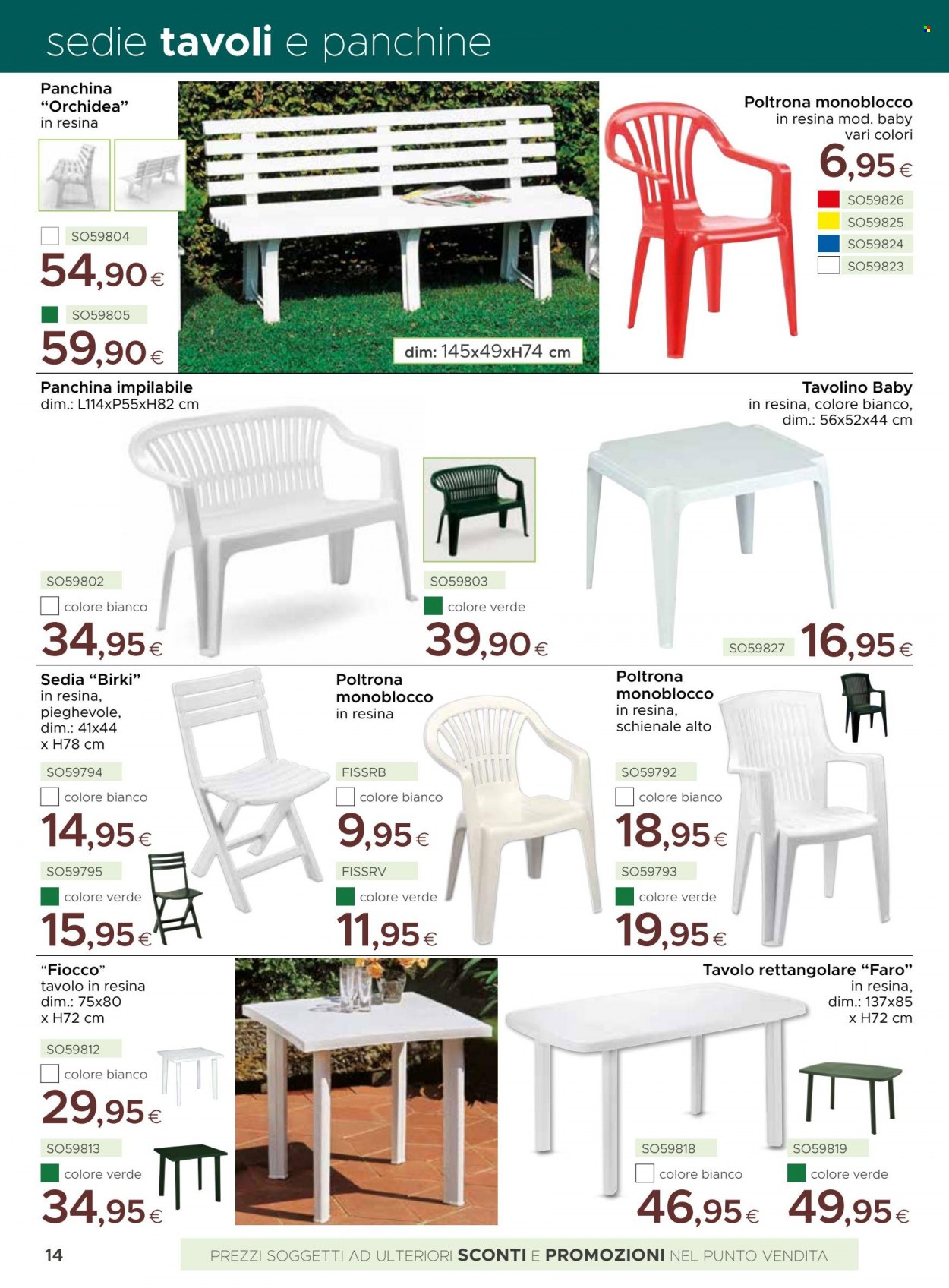 thumbnail - Volantino La Prealpina - Prodotti in offerta - poltrona, tavolo, tavolino, tavolo rettangolare, sedia, panchina, schienale. Pagina 15.