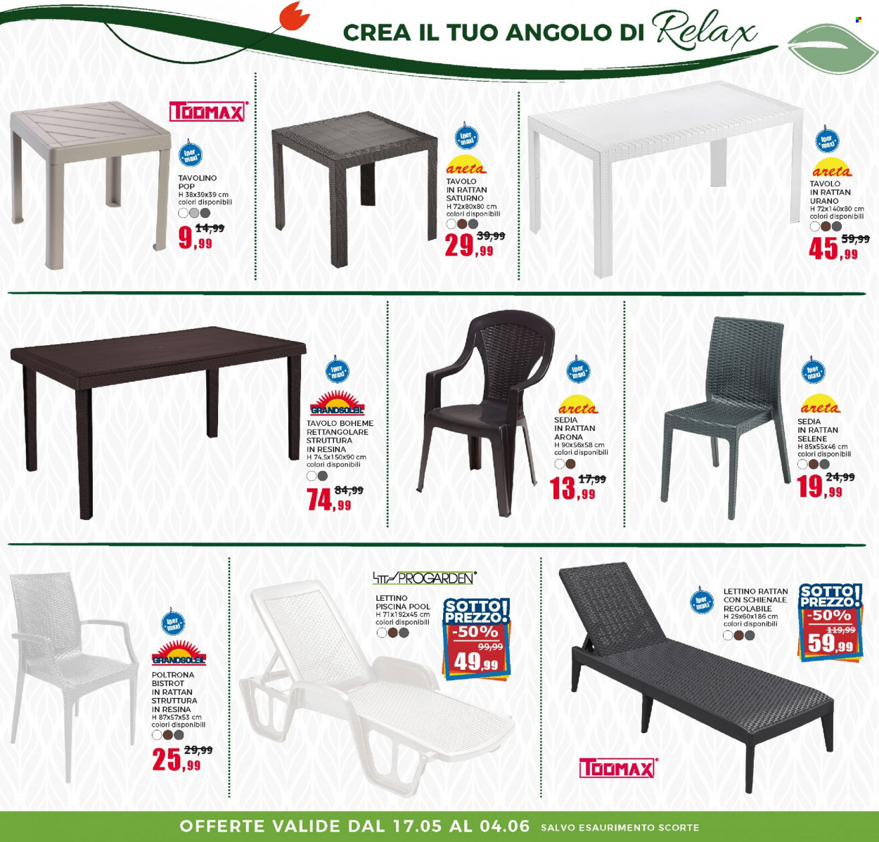 thumbnail - Volantino Happy Casa Store - 17/5/2023 - 4/6/2023 - Prodotti in offerta - poltrona, tavolo, tavolino, sedia, lettino, lettino piscina, schienale. Pagina 24.