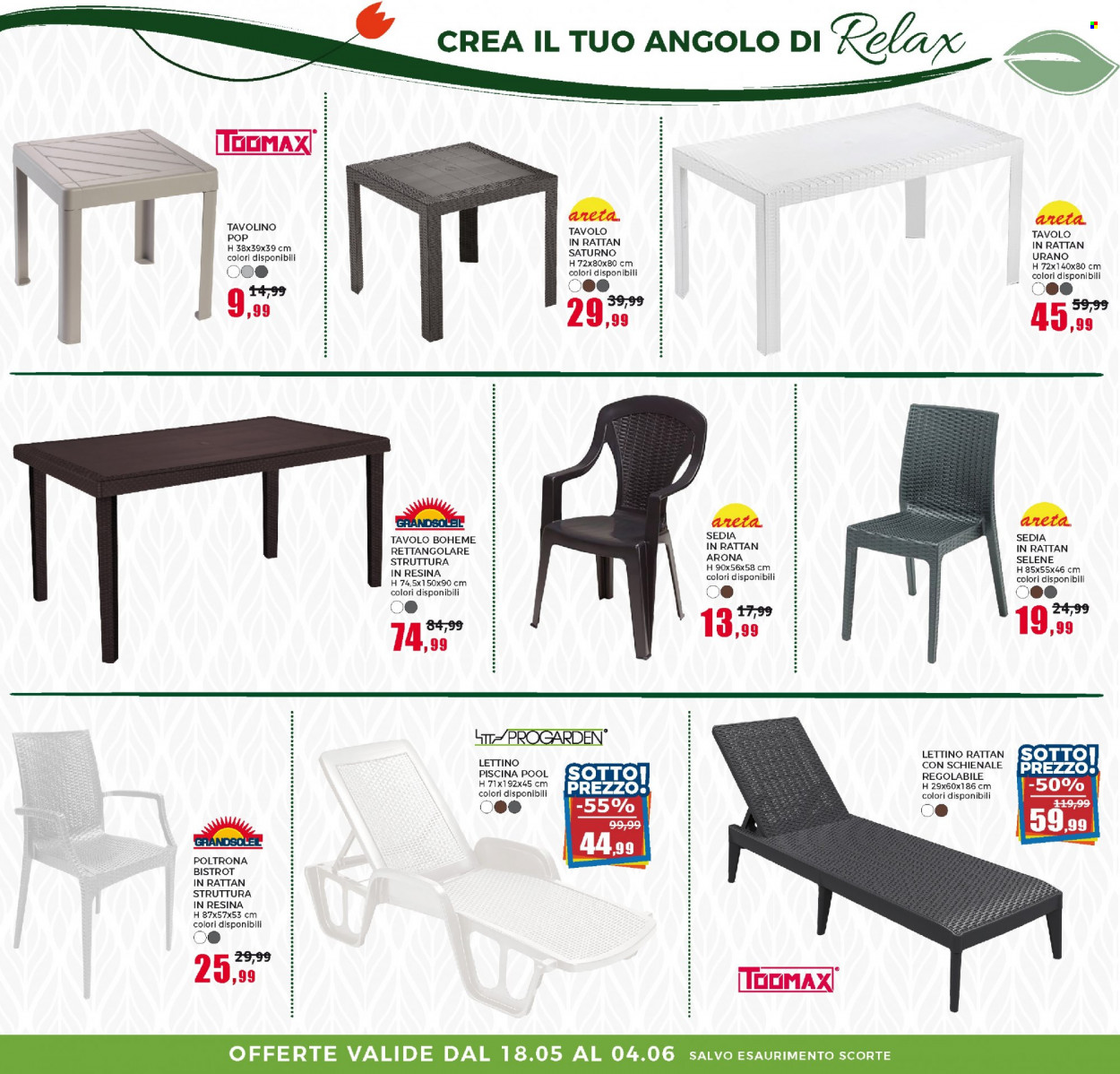 thumbnail - Volantino Happy Casa Store - 18/5/2023 - 4/6/2023 - Prodotti in offerta - poltrona, tavolo, tavolino, sedia, lettino, lettino piscina, schienale. Pagina 28.