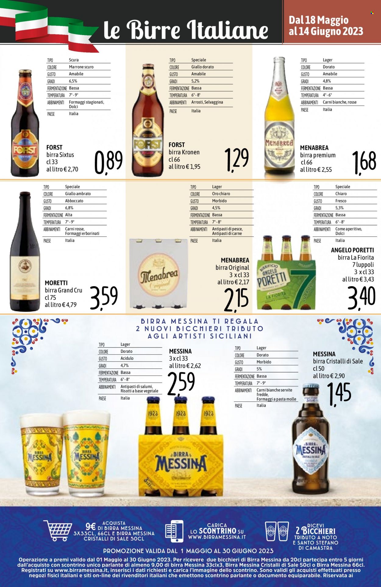 thumbnail - Volantino Emisfero - 18/5/2023 - 14/6/2023 - Prodotti in offerta - Birra Moretti, Angelo Poretti, birra, birra tipo lager, Birra Messina. Pagina 17.