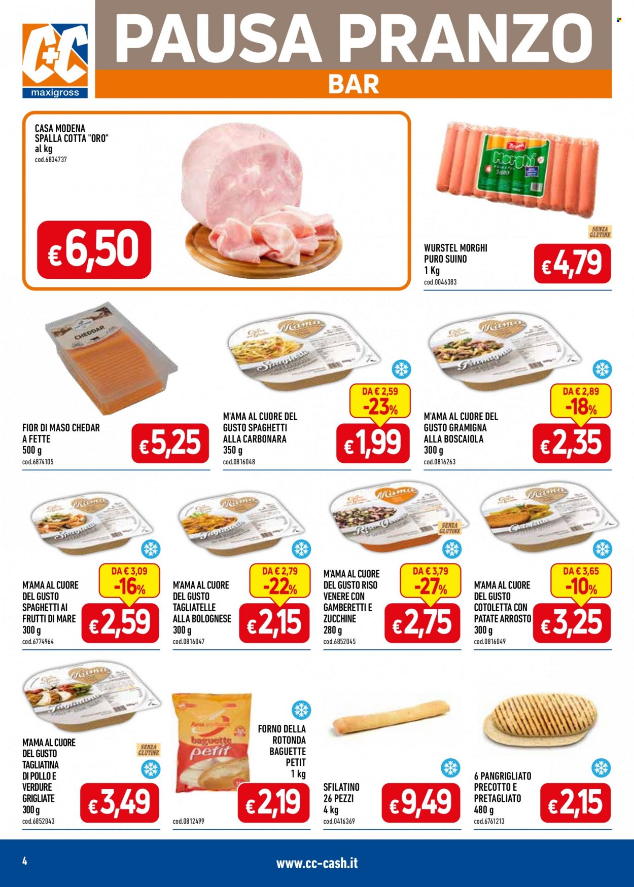 thumbnail - Volantino C+C Cash & Carry - 22/5/2023 - 18/6/2023 - Prodotti in offerta - baguette, zucchine, patate al forno, Casa Modena, würstel, riso, riso venere, spaghetti, tagliatelle, forno. Pagina 4.